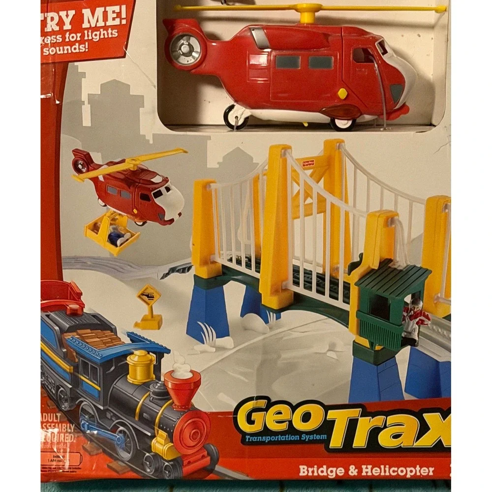 Fisher Price GeoTrax Bridge & Helicopter Toys R Us Exclusive Red Rescue Set